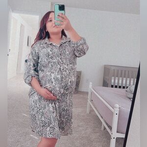 Snake print button down dress